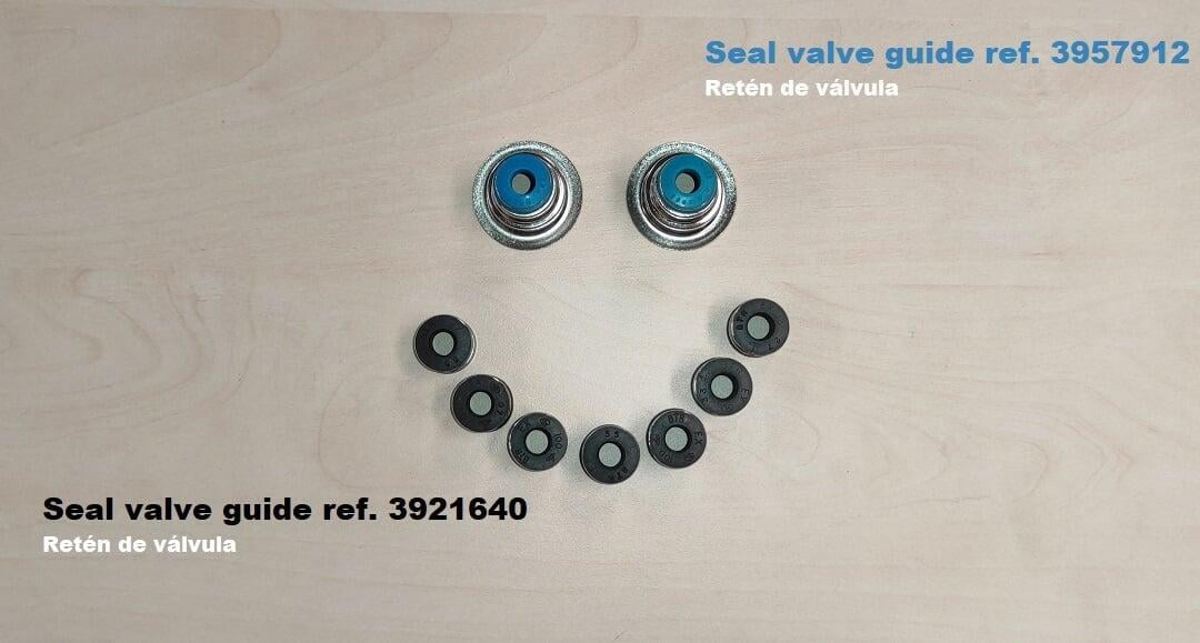 Different seal valve guides for your CUMMINS 6B KOMATSU S6D102 - Diferentes retenes de válvula para motores CUMMINS 6B KOMATSU S6D102